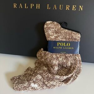 Polo Ralph Lauren Women Brown Cozy Marled Knit Boot Socks Warm Winter